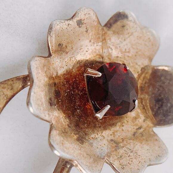 VTG Signed Jaykel Sterling Silver Floral Brooch & Earrings Set, 1940s 1950s MCM - Picture 4 of 16